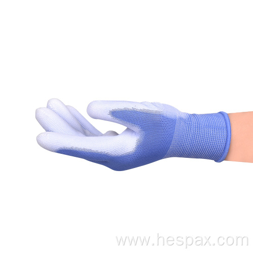 Hespax Polyester Knitted PU Coated Gloves Electrical Safety